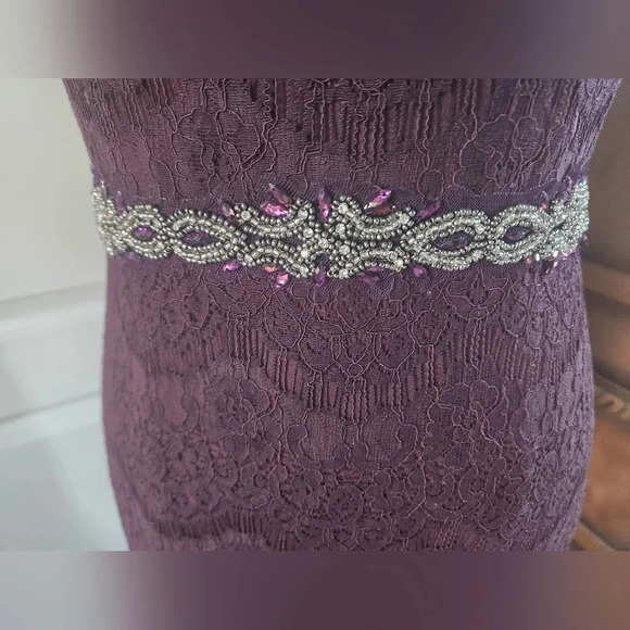 Gorgeous Sleeveless Purple Lace Dress by Betsy & Adam Sz 6 - Picture 9 of 12